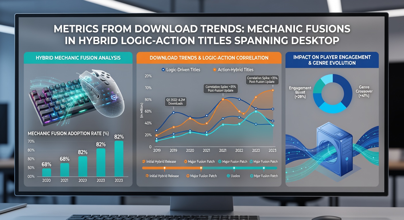 Infographic illustrating fused logic and action mechanics in cross-platform hybrid games