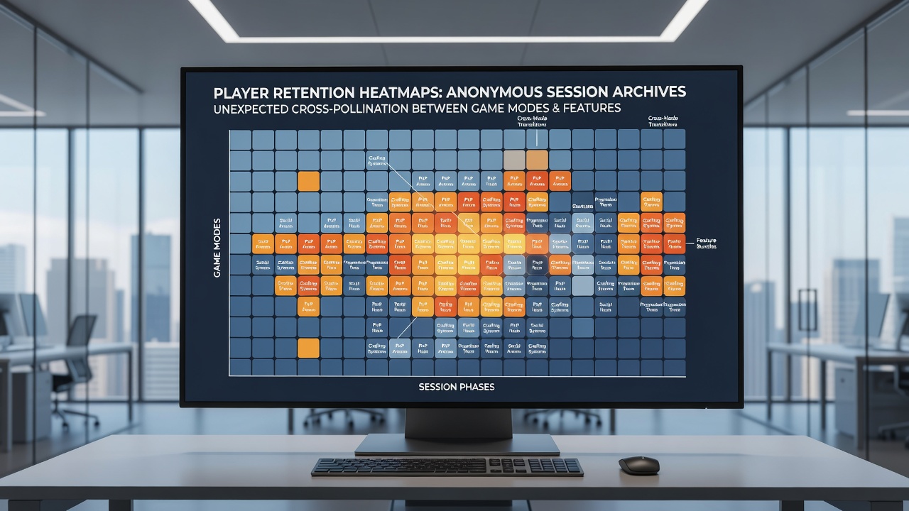 Detailed retention heatmap comparing handheld and desktop player behavior in hybrid action-puzzle free games