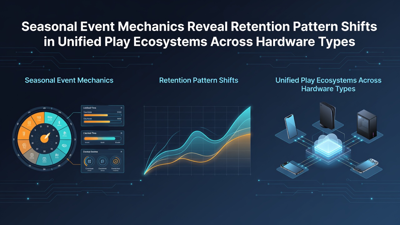 Visual representation of seasonal event mechanics influencing player retention across PC and mobile gaming platforms in unified ecosystems